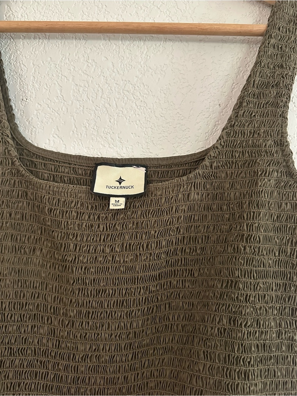 Tuckernuck Smocked Olive Green Square-Neck Midi Dress - Picture 3 of 4